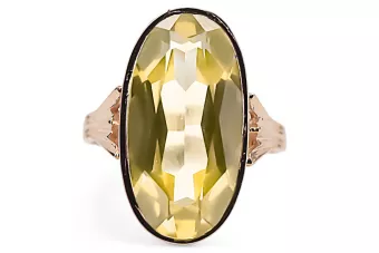 Anillo Artesanía vintage Peridoto amarillo Oro rosa antiguo original de 14k vrc113r